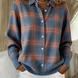 Soft Checked Knit Cardigan