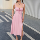 Claudia - Vestido Cami com Busto Franzido e Coxa Dividida
