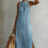Moda Lusitana - Vestido de ganga com renda retro