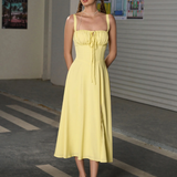 Claudia - Vestido Cami com Busto Franzido e Coxa Dividida