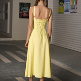 Claudia - Vestido Cami com Busto Franzido e Coxa Dividida
