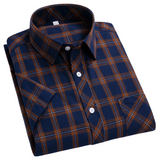 Camisa de algodão de manga curta axadrezada
