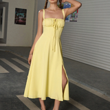 Claudia - Vestido Cami com Busto Franzido e Coxa Dividida