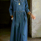 Moda Lusitana - Vestido de ganga com gola Peter Pan