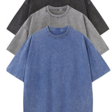 Conjunto de t-shirts de algodão casual de tamanho grande - 3 unidades