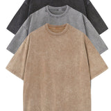 Conjunto de t-shirts de algodão casual de tamanho grande - 3 unidades