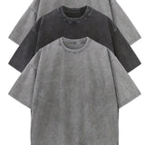 Conjunto de t-shirts de algodão casual de tamanho grande - 3 unidades
