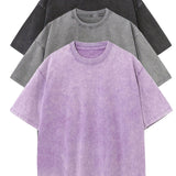 Conjunto de t-shirts de algodão casual de tamanho grande - 3 unidades