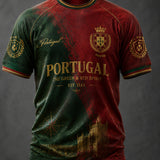 Futebol Português Masculino Estampado Casual camiseta de mangas curtas