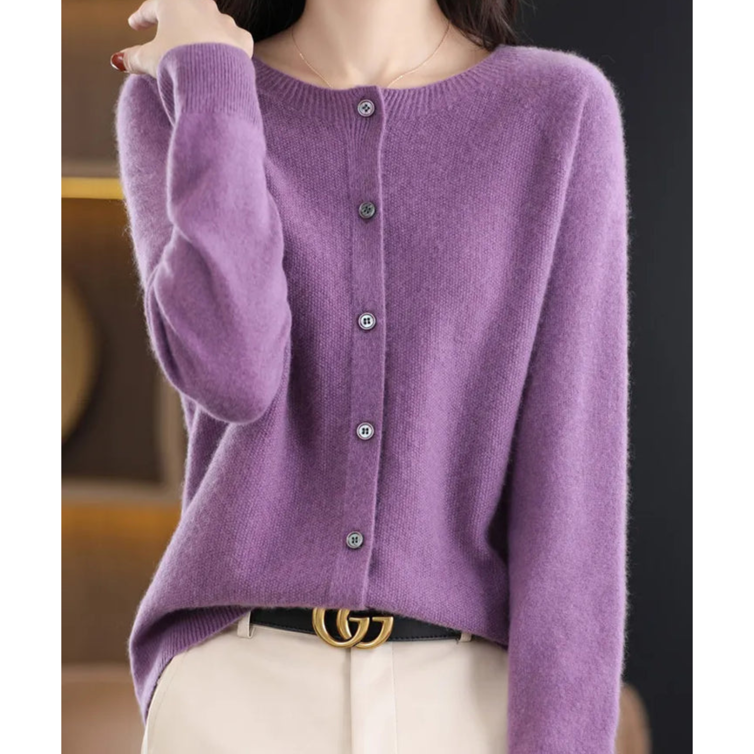 Anna | Suéter feminino de malha com gola redonda em lã merino Reine