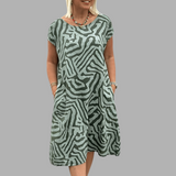 Nelia™| Vestido de verão com gola redonda e linda estampa