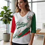 Mulheres Portugal Futebol Jogo Cheering Art Print V-Neck Top