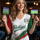 Mulheres Portugal Futebol Jogo Cheering Art Print V-Neck Top