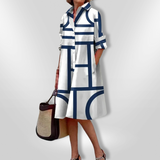 Helen™| Vestido midi com estampa geométrica