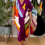 Roos™ | Vestido casual com estampa de folhas coloridas