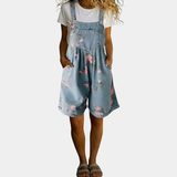 Moda Lusitana - Macacão de ganga floral com lavagem vintage