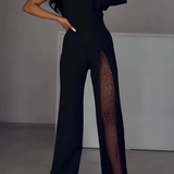 Artemis | Macacão elegante de um ombro só com detalhes brilhantes