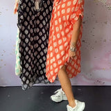 Liora™ | Vestido solto de primavera com gola de lapela e mangas curtas
