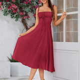 Claudia - Vestido Cami com Busto Franzido e Coxa Dividida