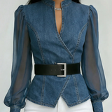 Moda Lusitana - Blusa Elegante com Mangas em Chiffon
