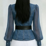 Moda Lusitana - Blusa Elegante com Mangas em Chiffon