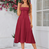 Claudia - Vestido Cami com Busto Franzido e Coxa Dividida
