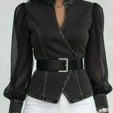 Moda Lusitana - Blusa Elegante com Mangas em Chiffon