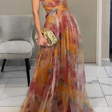 Giselle - Vestido longo com estampa floral encantadora