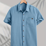 Camisa casual de algodão de manga curta