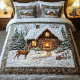 Conjunto de Roupa de Cama Acolchoada de 3 Peças Cabana acolhedora
