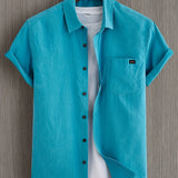Camisa casual de algodão de manga curta