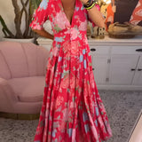 Carine | Vestido com bolso e decote em V com estampa floral