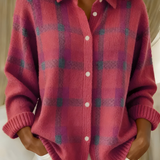 Soft Checked Knit Cardigan