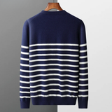 Elegante camisola de lã às riscas