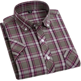 Camisa de algodão de manga curta axadrezada