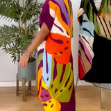 Roos™ | Vestido casual com estampa de folhas coloridas