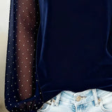Amelia Draped-Collar Blouse with Sheer Panels