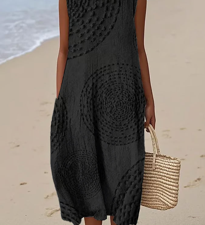 Ana - Vestido Maxi Sem Mangas Texturizado
