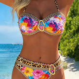Moda Lusitana - Sexy Bikini com Estampa e Fecho Metálico