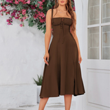 Claudia - Vestido Cami com Busto Franzido e Coxa Dividida