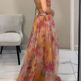 Giselle - Vestido longo com estampa floral encantadora