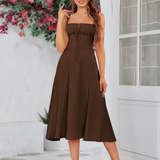 Claudia - Vestido Cami com Busto Franzido e Coxa Dividida