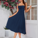 Claudia - Vestido Cami com Busto Franzido e Coxa Dividida