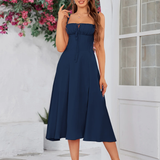 Claudia - Vestido Cami com Busto Franzido e Coxa Dividida