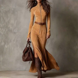 Lunori™ | Vestido longo de camurça Alessia