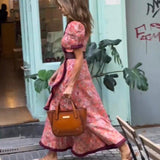 Armen - Vestido longo elegante com mangas curtas bufantes e saia assimétrica