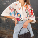 Carla - Camisa de manga curta com estampa floral