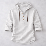 Moda Lusitana - Camisa com Capuz de Algodão-Linho