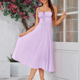 Claudia - Vestido Cami com Busto Franzido e Coxa Dividida