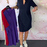 Hanneke™ | Vestido liso com decote em V
